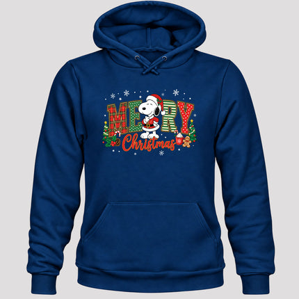 Merry Christmas Plaid Lettering Holiday Trees Hoodie