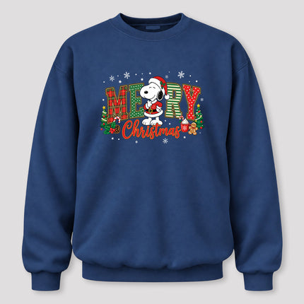 Merry Christmas Plaid Lettering Holiday Trees Sweatshirt