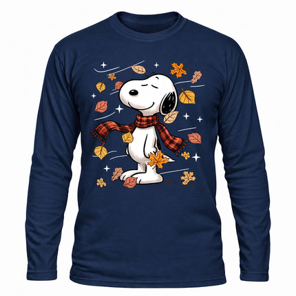 Fall Leaves Plaid Scarf Cozy Autumn Long Sleeve T-Shirt