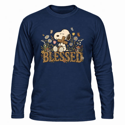Blessed Christian Floral Cross Christmas Gift Long Sleeve T-Shirt