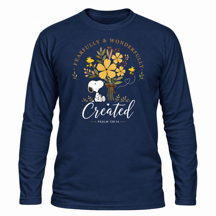 Fearfully and Wonderfully Created Floral Psalm 139 14 Christmas Gift Long Sleeve T-Shirt