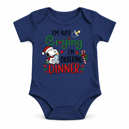 Funny Christmas I'm Not Crying I'm Ordering Dinner Baby Bodysuit