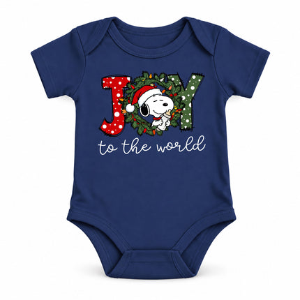 Joy to the World Christmas Wreath Holiday Outfit Baby Bodysuit