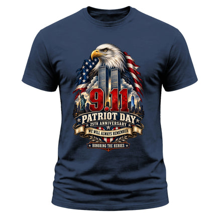 9/11 Patriot Day 25th Anniversary Never Forget Memorial Honoring Heroes T-Shirt