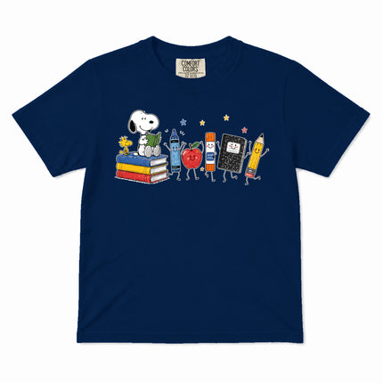 Comfort Colors Back To School Books Pencil Apple Supplies Kid T-Shirt
