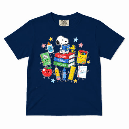Comfort Colors Back To School Learn Grow Succeed Books Kid T-Shirt