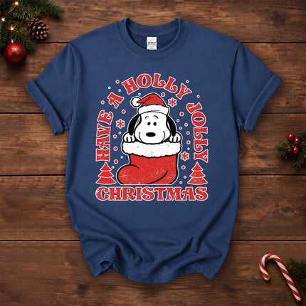 Have A Holly Jolly Christmas Retro Santa Stocking T-Shirt