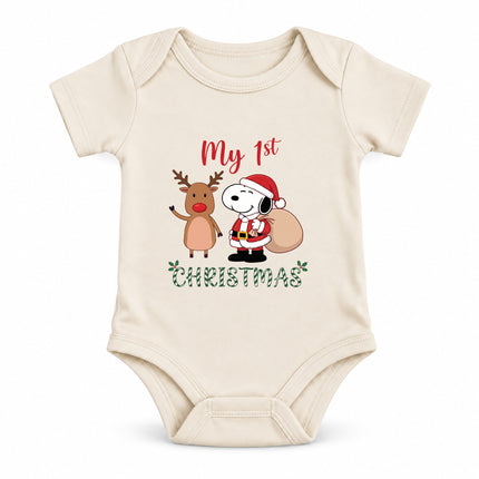 My First Christmas Reindeer Holiday Gift Sack Baby Bodysuit
