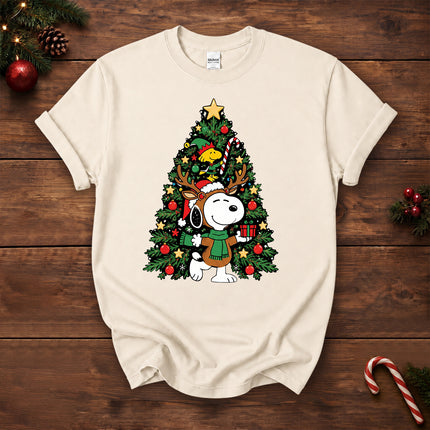 Christmas Tree Reindeer Antlers Holiday Gift T-Shirt