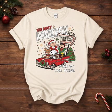 Christmas Tree Farm Vintage Car Most Wonderful Time T-Shirt