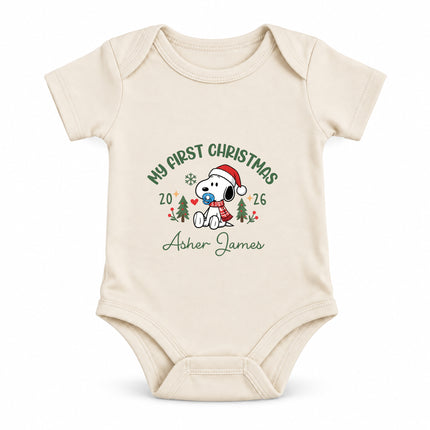 Personalized My First Christmas 2026 Custom Name Baby Bodysuit