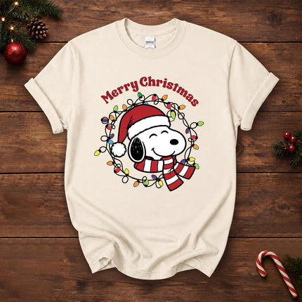 Merry Christmas Santa Hat Colorful Lights T-Shirt