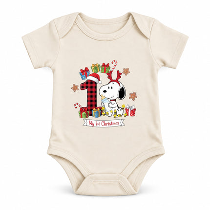 My 1st Christmas Buffalo Plaid Number One Baby Bodysuit