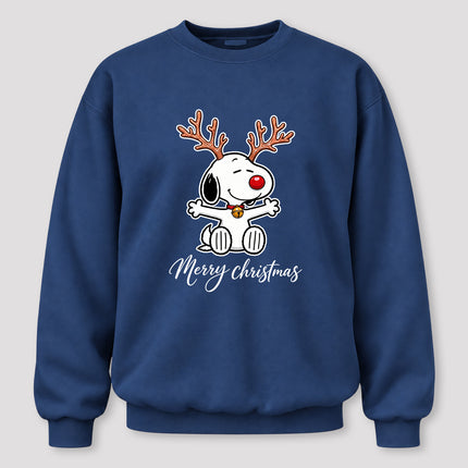 Merry Christmas Reindeer Antlers Red Nose Sweatshirt