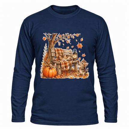 Cozy Fall Porch Pumpkin Lantern Autumn Long Sleeve T-Shirt