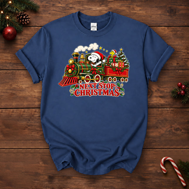 Next Stop Christmas Train Vintage Holiday T-Shirt