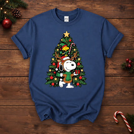 Christmas Tree Reindeer Antlers Holiday Gift T-Shirt