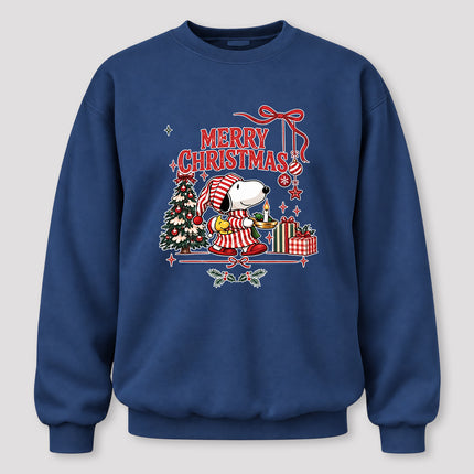 Merry Christmas Candlelight Tree Holiday Graphic Sweatshirt