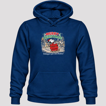 Merry Christmas Snowy Village Holiday Sled Hoodie
