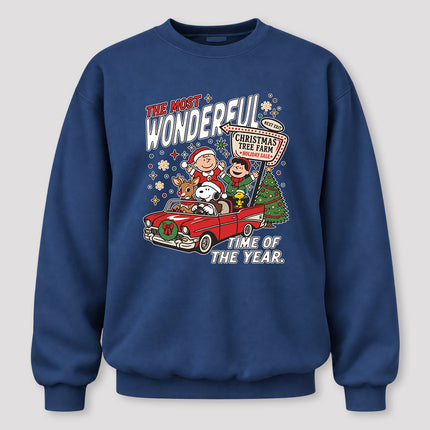 Christmas Tree Farm Vintage Car Most Wonderful Time Sweatshirt