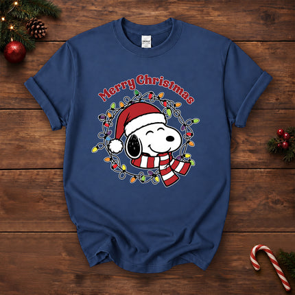 Merry Christmas Santa Hat Colorful Lights T-Shirt