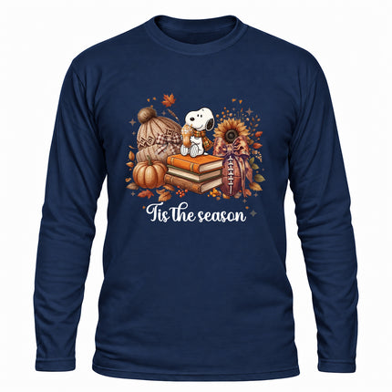 Tis the Season Cozy Fall Pumpkin Book Lover Long Sleeve T-Shirt