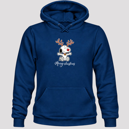 Merry Christmas Reindeer Antlers Red Nose Hoodie