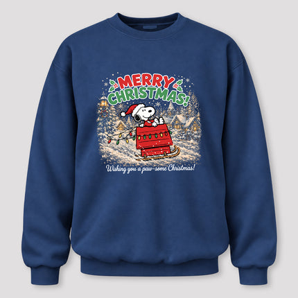 Merry Christmas Snowy Village Festive Sled Sweatshirt