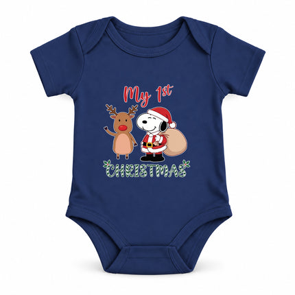 My First Christmas Reindeer Holiday Gift Sack Baby Bodysuit