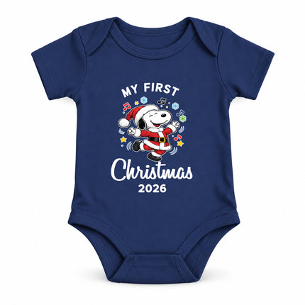 My First Christmas 2026 Festive Music Notes Baby Bodysuit