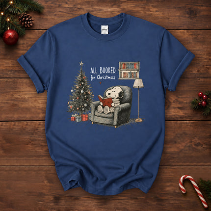 All Booked for Christmas Book Lover Cozy Reading T-Shirt