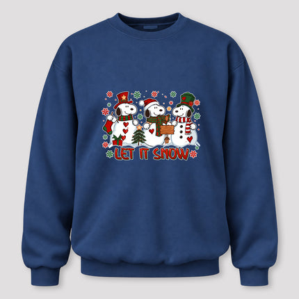 Let It Snow Christmas Snowman Trio Holiday Graphic Sweatshirt