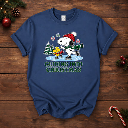 Gliding Into Christmas Ice Skating Winter Holiday T-Shirt