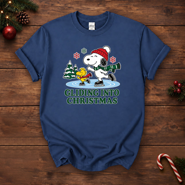 Gliding Into Christmas Ice Skating Winter Holiday T-Shirt