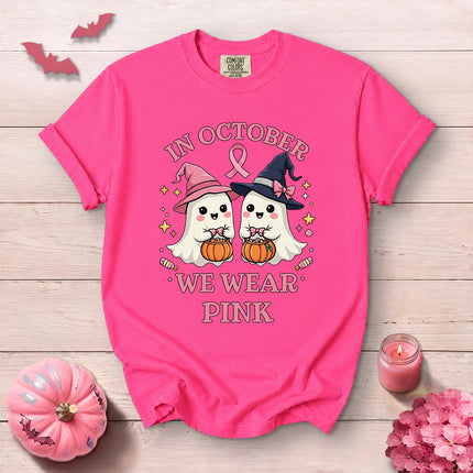 Comfort Colors Breast Cancer Awareness Halloween In October We Wear Pink T-Shirt
