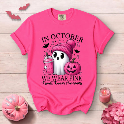 Comfort Colors Breast Cancer Awareness Pink Pumpkin October T-Shirt