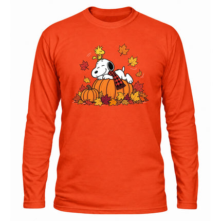 Fall Pumpkin Shirt Autumn Leaves Cozy Long Sleeve T-Shirt
