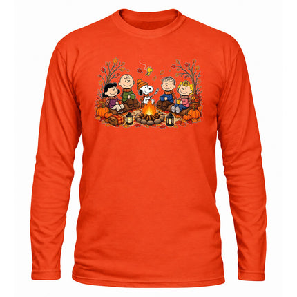 Fall Campfire Pumpkin Autumn Cozy Friends Long Sleeve T-Shirt