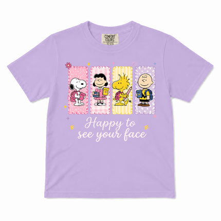 Comfort Colors Back To School Happy To See Your Face Classroom Kid T-Shirt