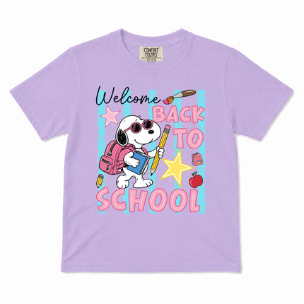 Comfort Colors Welcome Back To School Pink Backpack First Day Kid T-Shirt