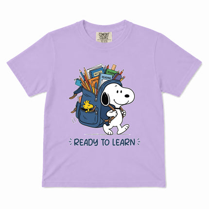 Comfort Colors Back To School Ready To Learn Backpack Kid T-Shirt