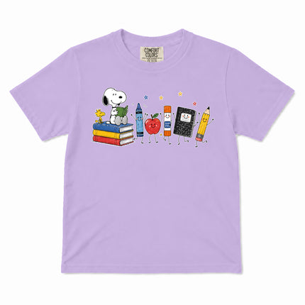 Comfort Colors Back To School Books Pencil Apple Supplies Kid T-Shirt