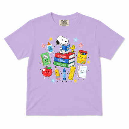 Comfort Colors Back To School Learn Grow Succeed Books Kid T-Shirt