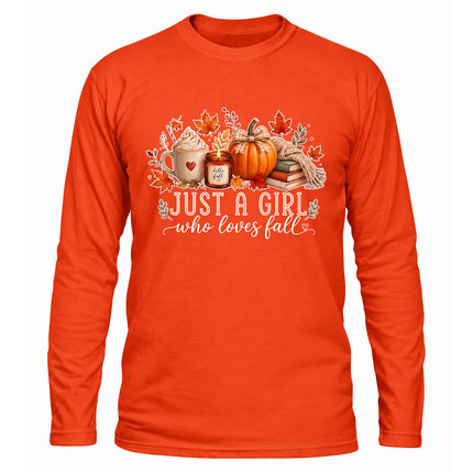 Just a Girl Who Loves Fall Pumpkin Cozy Autumn Long Sleeve T-Shirt
