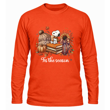 Tis the Season Cozy Fall Pumpkin Book Lover Long Sleeve T-Shirt