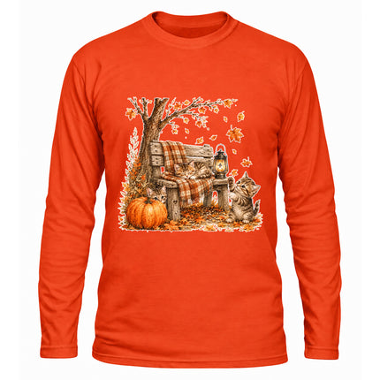 Cozy Fall Porch Pumpkin Lantern Autumn Long Sleeve T-Shirt