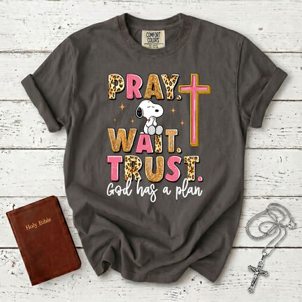 Comfort Colors Pray Wait Trust God Has a Plan Christian Faith T-Shirt