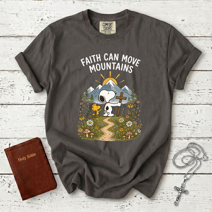 Comfort Colors Faith Can Move Mountains Christian Cross T-Shirt