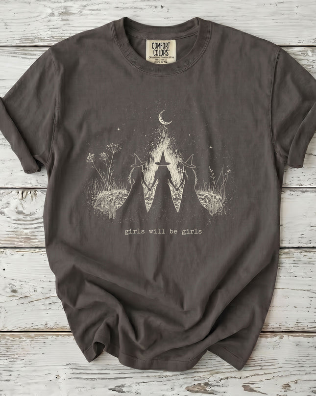 Comfort Colors Witch Girls Will Be Girls Halloween T-Shirt