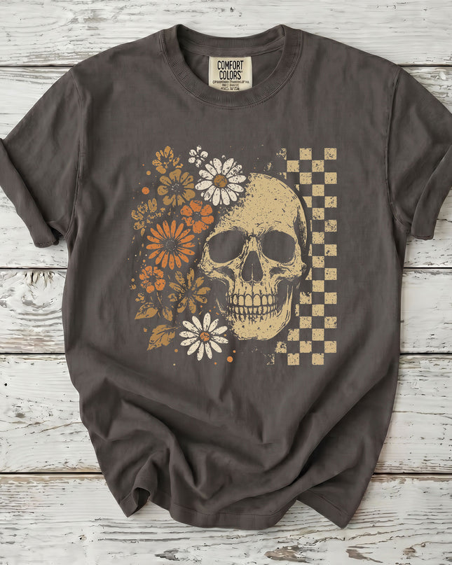 Comfort Colors Vintage Floral Skull Halloween Witchy T-Shirt